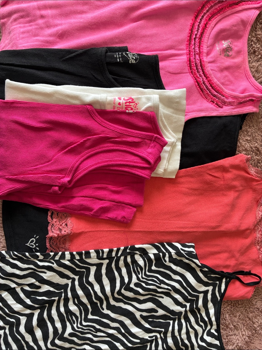 Justice Girls Tank Tops 7 Pack - Hot Pink, Black, White, Coral & Zebra